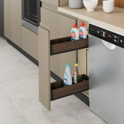 Unique Wood Gizli Raylı Deterjanlık (Çift Açılım)